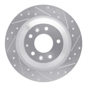 Mazda 6 Brake Rotor (1) - Rear Right - R1 Concepts - Drilled & Slotted - Silver - `06-`07